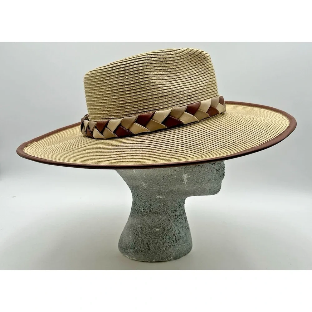 San Diego Hat Company Natural‎ Beige Fedora Crown Woven Paper Sun Brim Hat